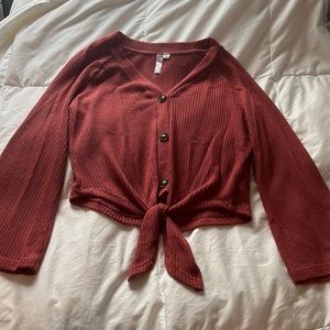 Cute rust color button up tie top